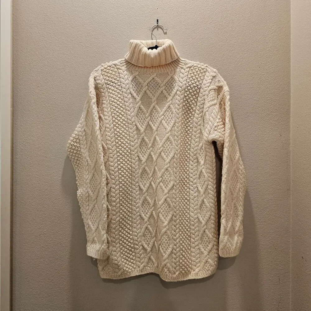 J. Crew Wool Cable Knit Vintage Men's Turtleneck Sweater Size Small
